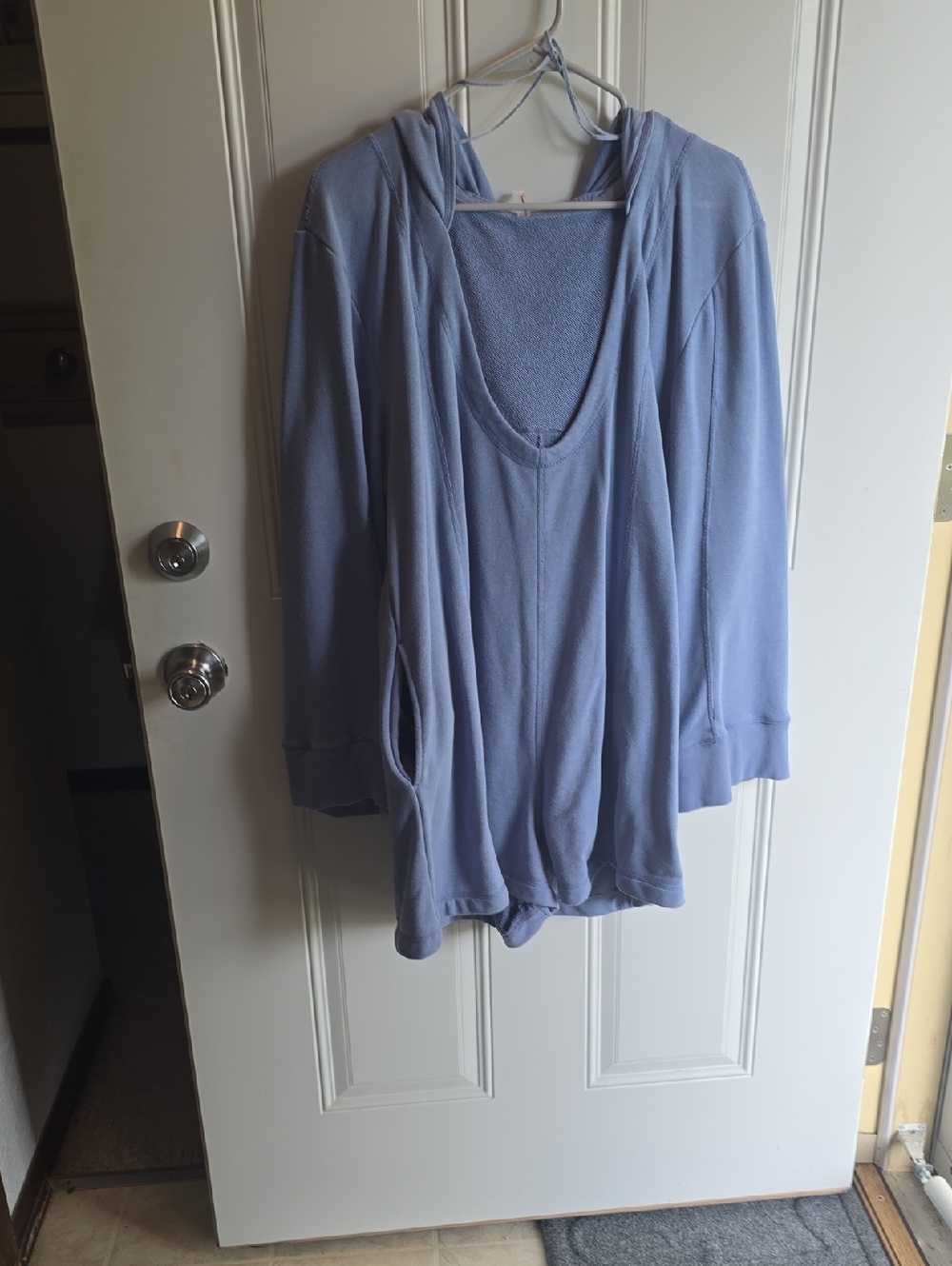 FP Movement by Free People Light Blue Hooded Romper NWOT